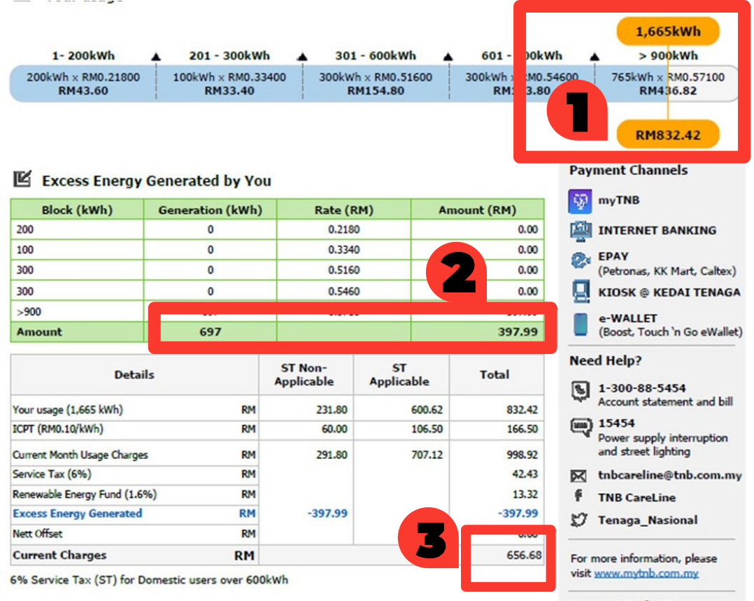 Example electricity bill